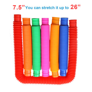 Ableys fidget pop tubes 5 pack colorful corrugated sensory tubes stretchable from seven and a half to 26 inches