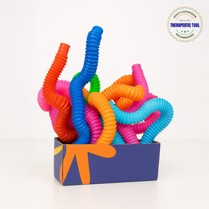Ableys colorful fidget pop tubes 5 pack in a blue box assorted bendable sensory tubes for kids