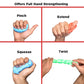 Ableys hand exercise putty set showing pinch extend squeeze and twist exercises with colored putty