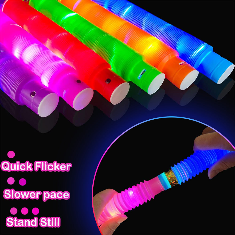 Ableys colorful LED pop tubes sensory toys showing glowing flexible fidget tubes in multiple colors