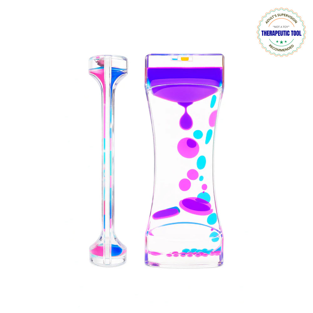 Ableys liquid motion timer for kids with purple and teal droplets dual sensory calming toy
