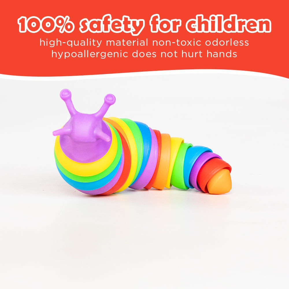 Ableys rainbow slug fidget toy colorful segmented silicone slug with bendable body for sensory play