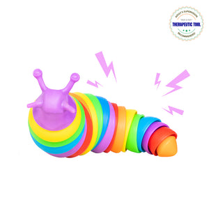 Ableys rainbow slug fidget toy colorful segmented stacking sensory toy for tactile stress relief and play