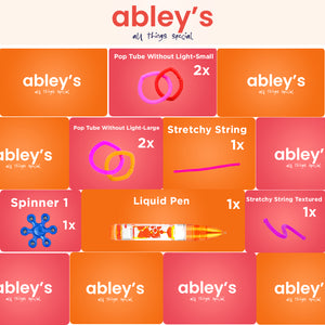 Ableys sensory fidget box for kids with pop tubes spinner stretchy string and liquid pen