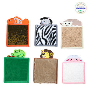 Ableys sensory mat for kids set of six animal tactile squares with varied textures for sensory play