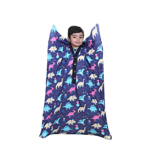 Ableys Jurassic Park sensory body sock with navy dinosaur print worn by child for calming sensory input