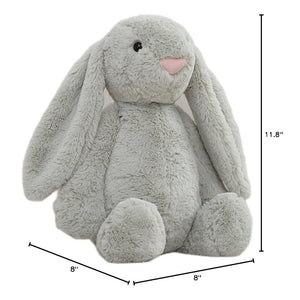 Ableys gray stuffed rabbit with long floppy ears and pink nose weighted plush bunny for sensory therapy
