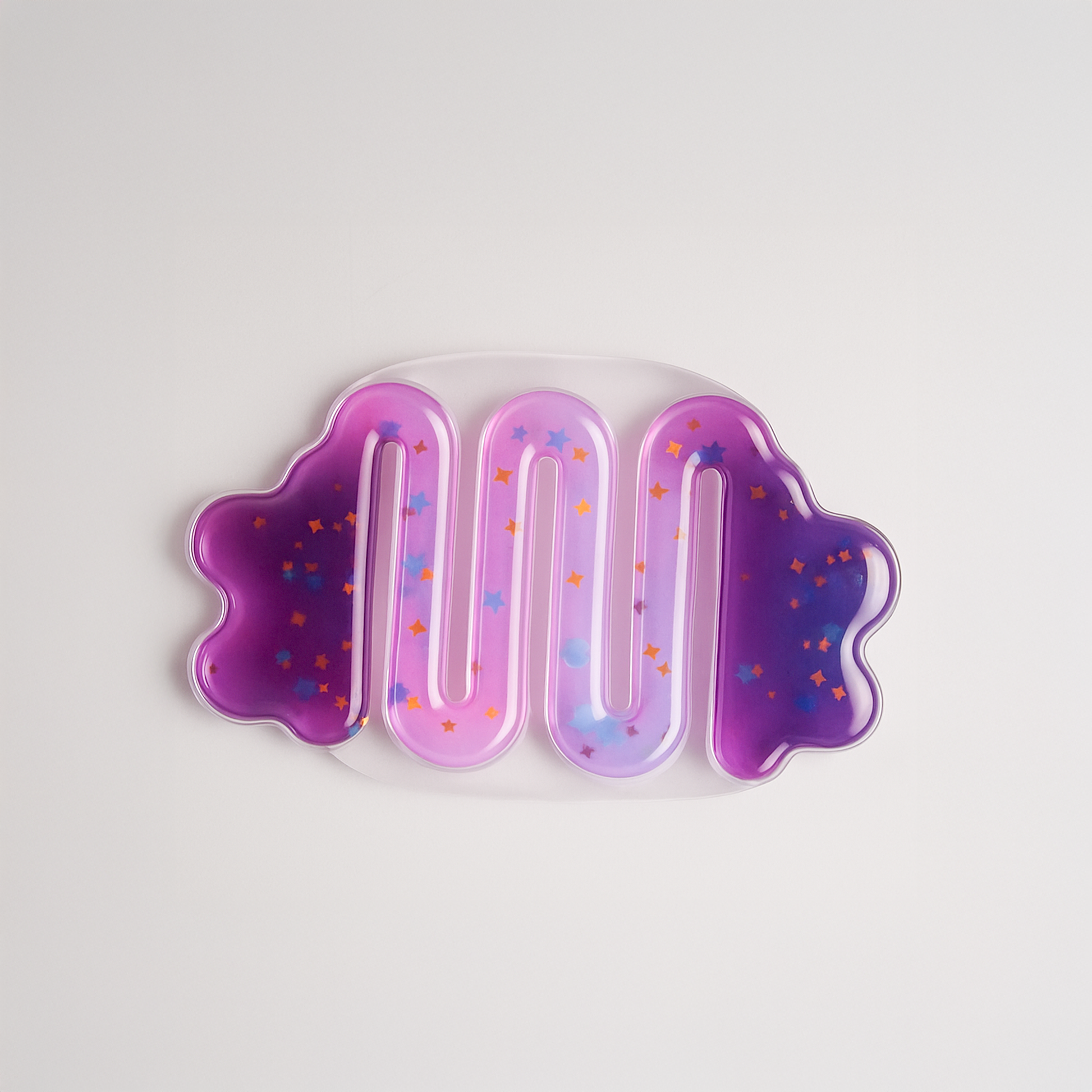Ableys purple and pink wavy gel sensory fidget pad for anxiety with star confetti and clear backing