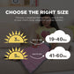 Ableys weighted lap pad for focus size guide showing child with pink 3 lb and 5 lb pads and weight ranges 19 to 60 lbs