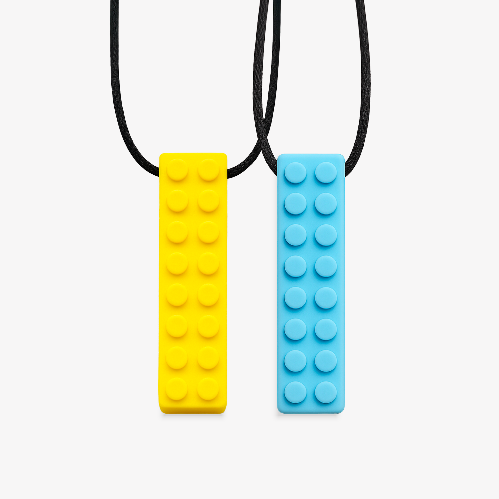 Ableys chewable necklace for kids two silicone brick pendant teething necklaces yellow and blue
