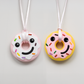 Ableys chewable necklaces for sensory needs donut silicone teething pendants pink and yellow smiling faces