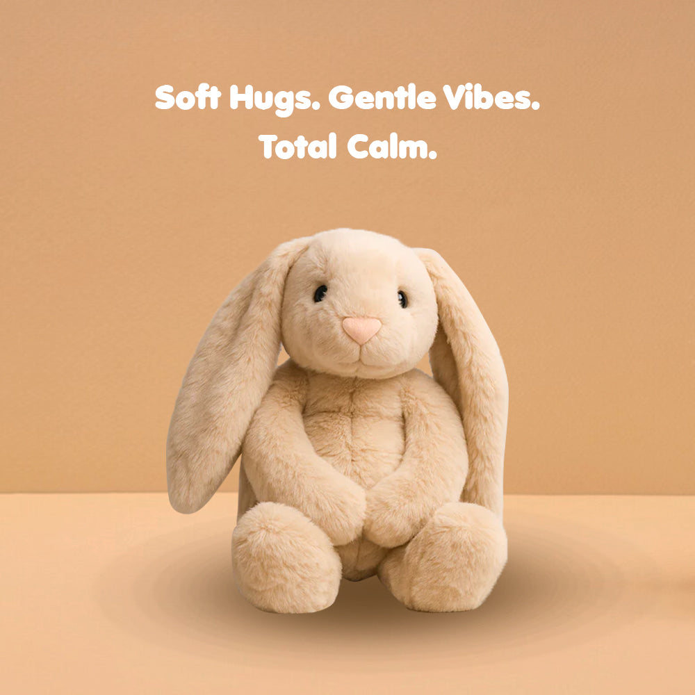 Ableys weighted vibrating plush bunny beige soft cuddly toy for calming hugs stress relief and sleep
