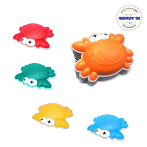 Ableys colorful crab shaped sensory stepping stones for kids in orange red teal yellow and blue for balance play