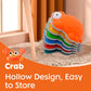 Ableys colorful crab shaped sensory stepping stones for kids stacked on rug demonstrating hollow easy to store design