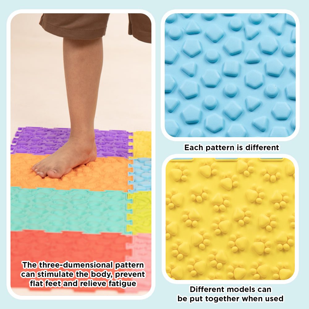 Ableys colorful interlocking sensory mat for kids with textured raised patterns for foot stimulation and balance