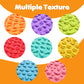 Ableys sensory mat for kids with eight colorful textured circles showing fruit and shape tactile patterns for sensory play