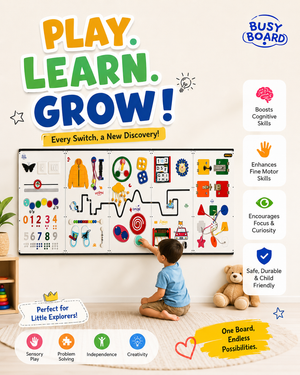 Abley's Sensory Learning Wall Panel - 5-Piece (7x3Ft) Kids Busy Board for Motor Skills & Cognitive Development