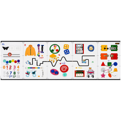 Abley's Sensory Learning Wall Panel - 5-Piece (7x3Ft) Kids Busy Board for Motor Skills & Cognitive Development