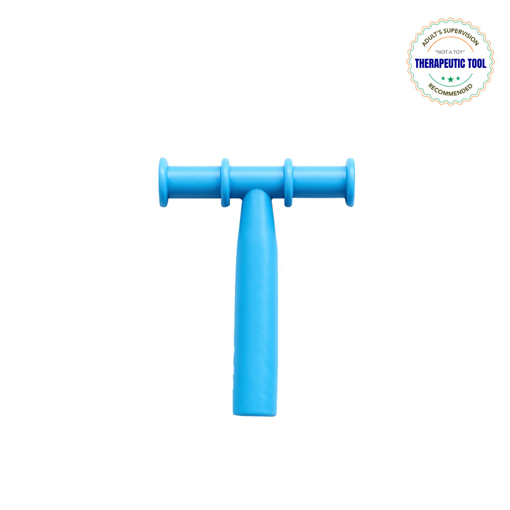 Ableys blue T shaped chew tube for oral motor skills therapeutic oral motor tool for sensory chewing