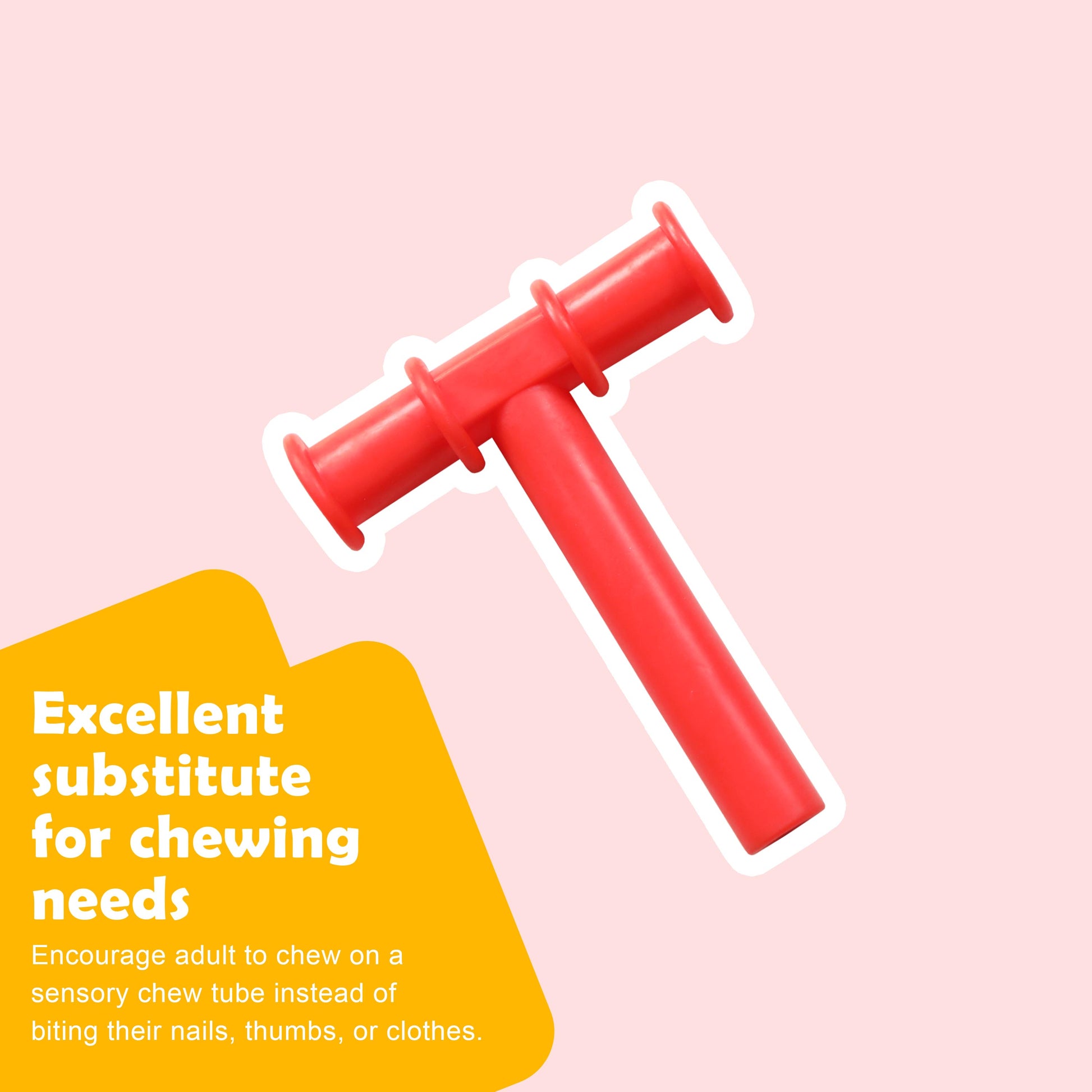 Ableys red T shaped chew tube for oral motor skills sensory chewing tool for adults and children