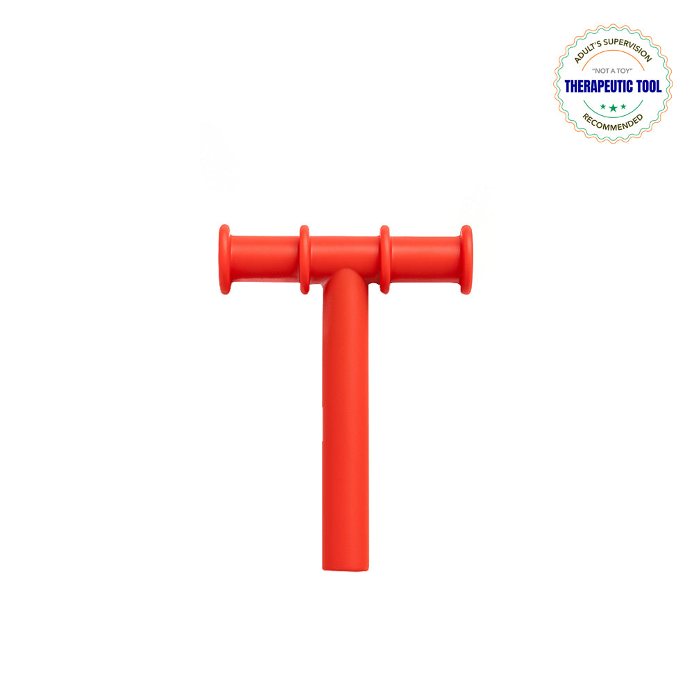Ableys red T shaped chew tube for oral motor skills durable silicone therapeutic tool for biting practice