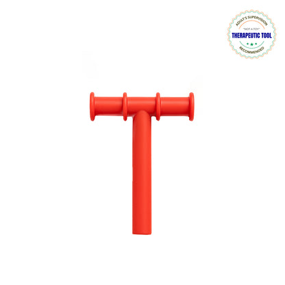 Ableys red T shaped chew tube for oral motor skills durable silicone therapeutic tool for biting practice