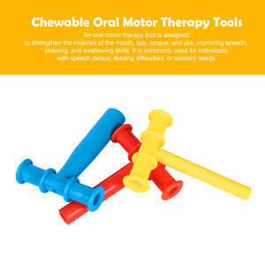 Ableys colorful chew tube for oral motor skills set in red blue and yellow for sensory feeding therapy