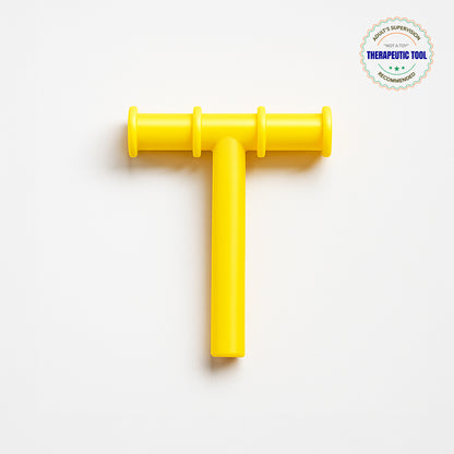 Ableys yellow T shaped chew tube for oral motor skills durable silicone sensory biting tool for kids