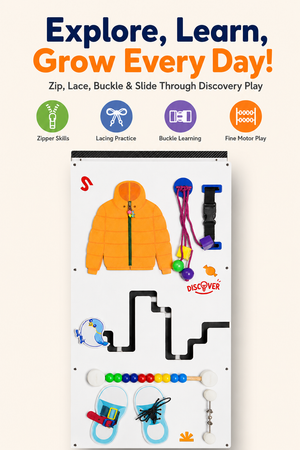 Life Skills Busy Board – Montessori Sensory Wall Panel for Dressing Practice, Buckle Learning, and Fine Motor Play