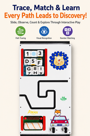 Trace & Learn Activity Busy Board – Interactive Wall Panel with Number Matching and Texture Rollers