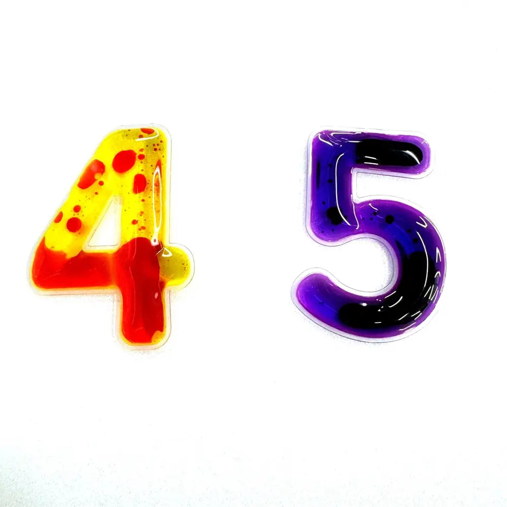 Ableys sensory number gel fidgets 4 and 5 colorful gel tactile toys on white background for sensory play
