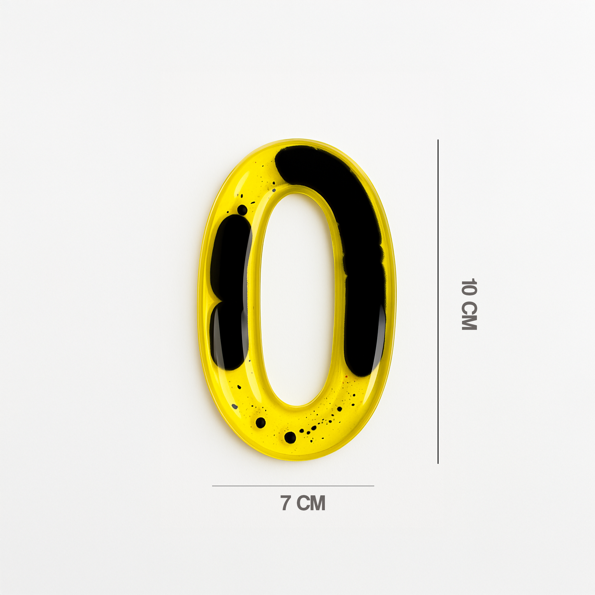Ableys yellow number 0 gel toy with black gel inserts 7 cm by 10 cm sensory number gel fidgets for tactile play