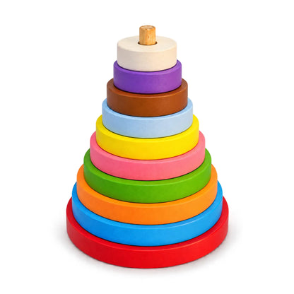 Rounded Rainbow Stacker Toys for Kids | Wooden Toys for Kids | 10-Ring Activity Toy