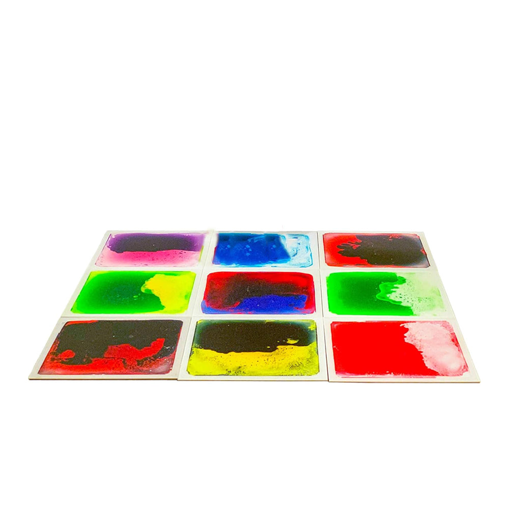 Ableys liquid motion sensory mat with nine colorful moving liquid panels for calming visual stimulation
