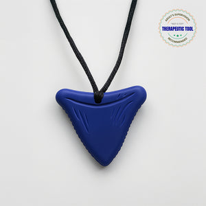 Ableys blue triangular chewable necklace for sensory needs pendant on black cord therapeutic tool