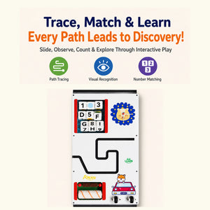 Trace & Learn Activity Busy Board – Interactive Wall Panel with Number Matching and Texture Rollers