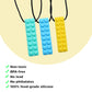 Ableys chewable necklace for sensory needs three food grade silicone brick pendants blue teal yellow