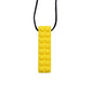 Ableys yellow silicone chewable necklace for sensory needs rectangular studded pendant on black cord