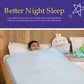 Ableys compression bed sheet for sensory needs light blue on twin bed with child sleeping and plush toys