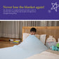 Ableys compression bed sheet for sensory needs on a child in bed light blue snug fit alternative to weighted blankets