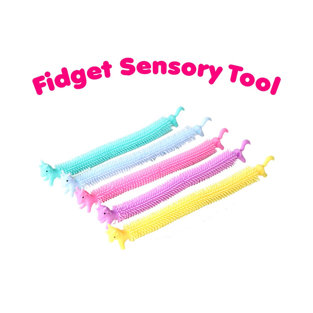Ableys pastel unicorn stretchy fidget strings sensory tools pack of six tactile chew toys for kids