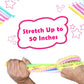Ableys unicorn stretchy fidget strings pastel multicolor spiky tubes being stretched by hands showing 50 inch stretch