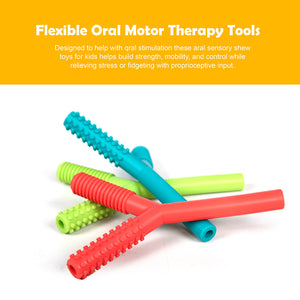 Ableys colorful flexible Y shaped oral motor chew tube for sensory therapy with textured grips for kids