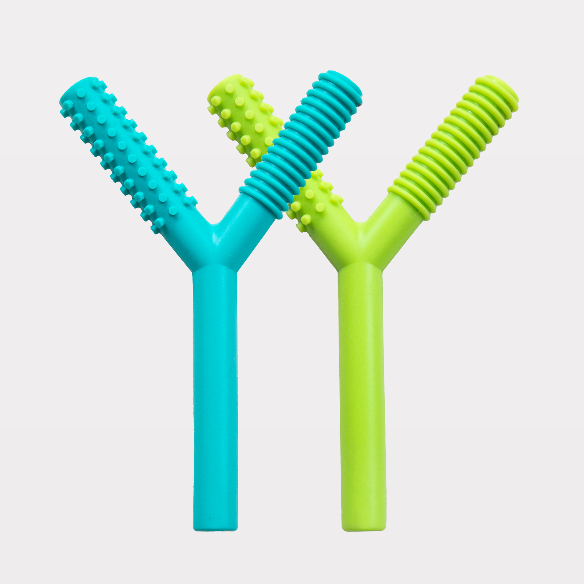 Ableys oral motor chew tube for sensory therapy Y shaped textured turquoise and lime twin set