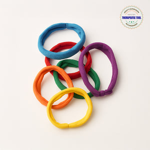 Ableys colorful fabric chewable chew bands for sensory needs set of six rainbow therapy rings