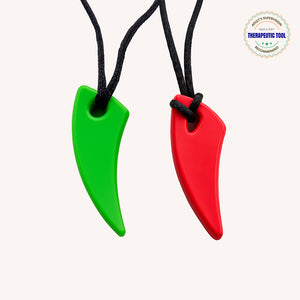 Ableys chewable necklace for sensory needs green and red silicone pendants on black adjustable cords