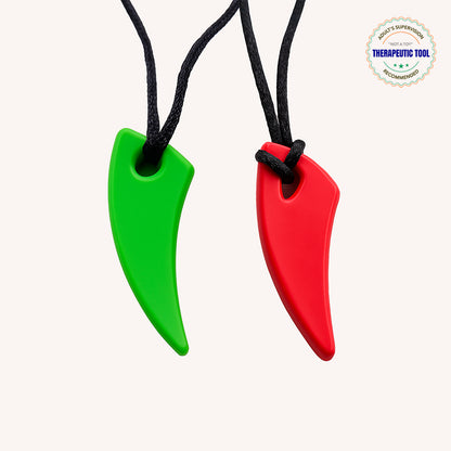 Ableys chewable necklace for sensory needs green and red silicone pendants on black adjustable cords