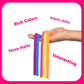 Ableys hand holding colorful textured stretchy fidget strings for sensory therapy in three styles