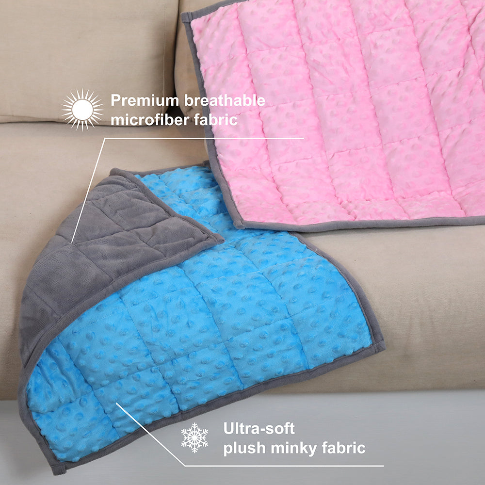 Ableys weighted lap pad for focus blue and pink plush minky reversible microfiber cover for sensory calming