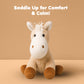 Ableys beige stuffed horse plush sitting on tan background weighted plush for sensory calming
